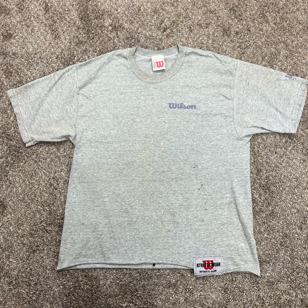 Vintage Wilson shirt mens large gray short sleeve athleticwear tee made in‎ USA